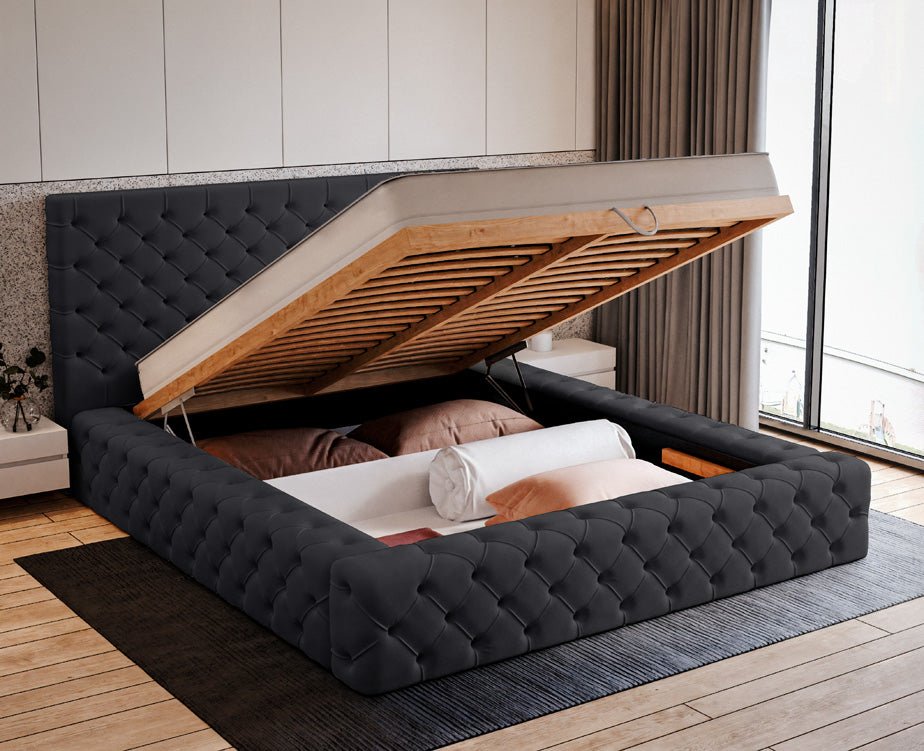 Designer Polsterbett Lana Samt mit Stauraum