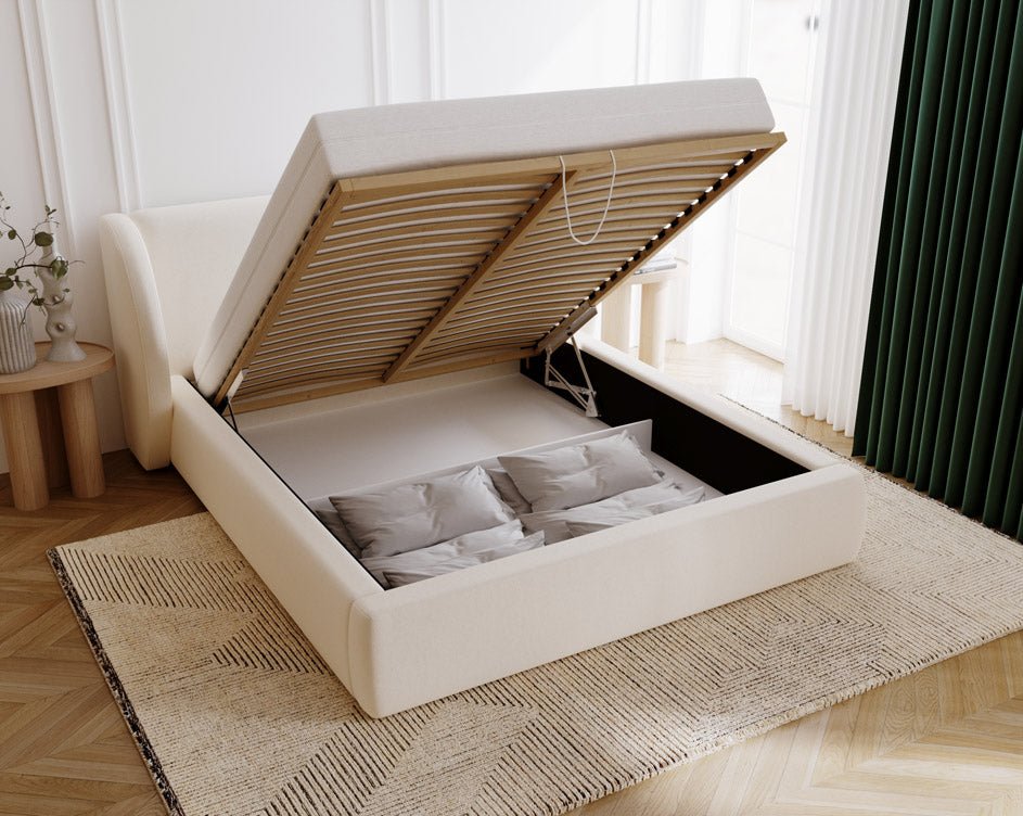 Designer Polsterbett Monaco in Samt mit Stauraum