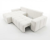 Designer Ecksofa Arvo in Bouclé mit Schlaffunktion & Stauraum – Weiß – Links