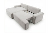 Designer Ecksofa Frido in Samt mit Schlaffunktion & Stauraum – Hellgrau – Links