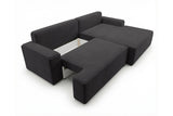 Designer Ecksofa Frido in Samt mit Schlaffunktion & Stauraum – Schwarz – Rechts