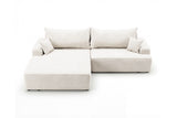 Designer Ecksofa Frido in Samt mit Schlaffunktion & Stauraum – Weiß – Links