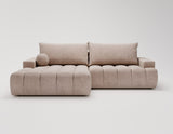 Designer Ecksofa Nemo in Stoff mit Schlaffunktion & Stauraum – Sand – Links