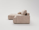 Designer Ecksofa Nemo in Stoff mit Schlaffunktion & Stauraum – Sand – Links