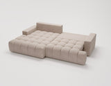 Designer Ecksofa Nemo in Stoff mit Schlaffunktion & Stauraum – Sand – Links