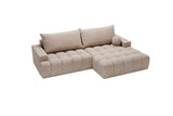 Designer Ecksofa Nemo in Stoff mit Schlaffunktion & Stauraum – Sand – Rechts