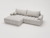 Designer Ecksofa Nemo in Stoff mit Schlaffunktion & Stauraum – Hellgrau – Links