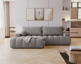 Designer Ecksofa Nemo in Stoff mit Schlaffunktion & Stauraum – Grau – Links