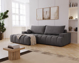 Designer Ecksofa Nemo in Stoff mit Schlaffunktion & Stauraum – Anthrazit – Links