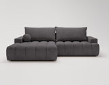 Designer Ecksofa Nemo in Stoff mit Schlaffunktion & Stauraum – Anthrazit – Links