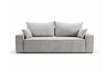 Designer 3 Sitzer Sofa Rego in Samt mit Schlaffunktion & Stauraum – Hellgrau
