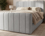 Boxspringbett Elin Samt mit Stauraum – Hellgrau