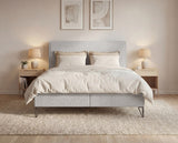 Boxspringbett Selina Slim Bouclé mit Stauraum – Sand