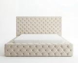 Designer Polsterbett Siena in Samt – Beige
