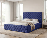 Designer Polsterbett Siena in Samt – Blau