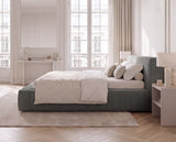 Designer Polsterbett Theo in Cord mit Stauraum – Grau