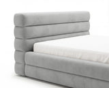 Designer Polsterbett Velia in Samt mit Stauraum – Hellgrau