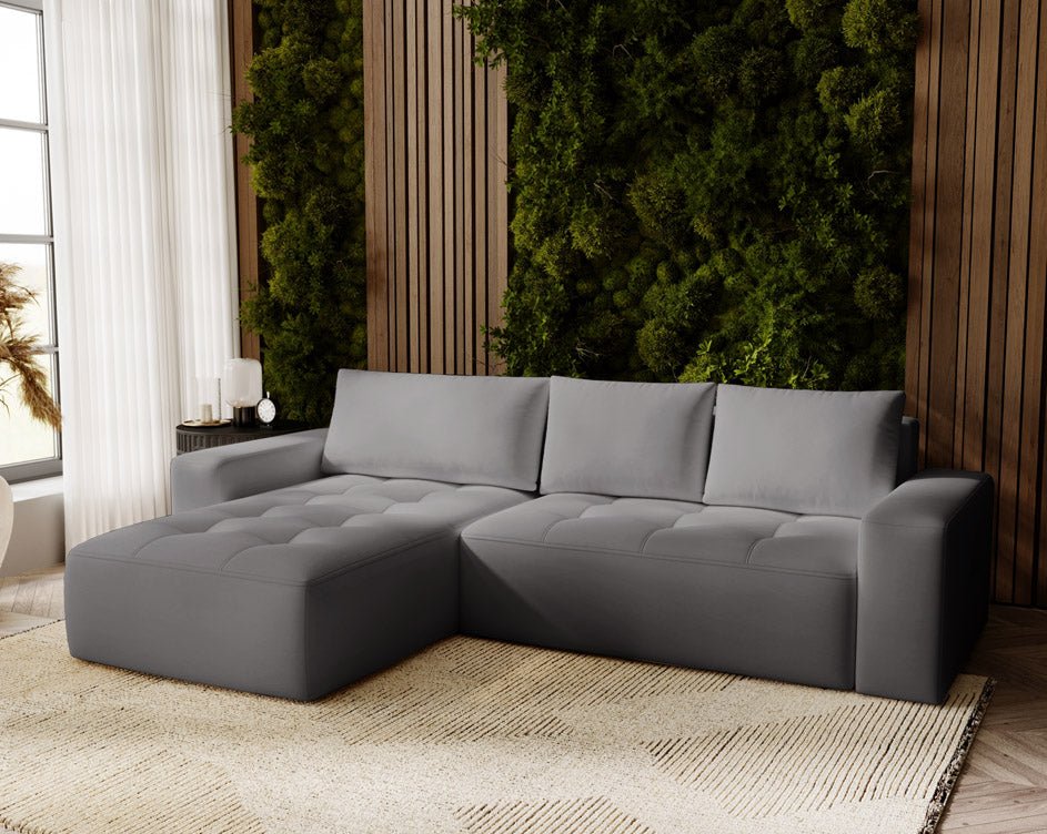 Designer Sofa Nordic Samt mit Schlaffunktion und Stauraum