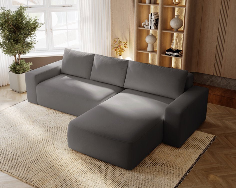 Designer Sofa Celina Samt mit Schlaffunktion und Stauraum