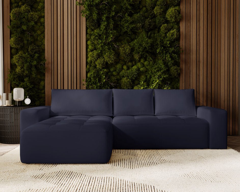 Designer Sofa Nordic Samt mit Schlaffunktion und Stauraum