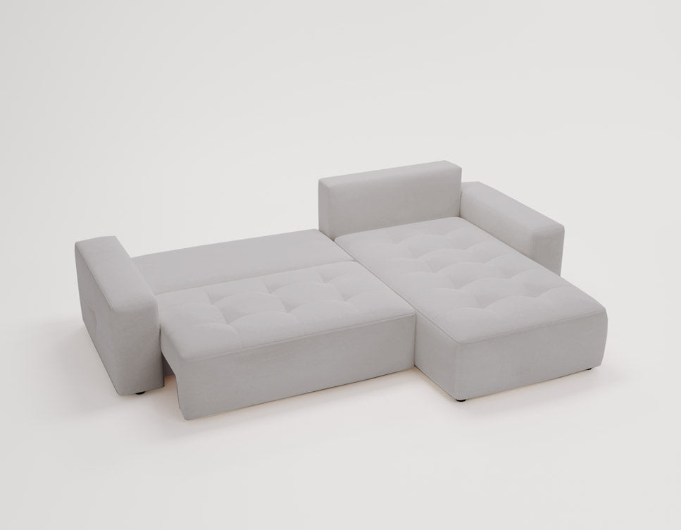 Designer Sofa Nordic Samt mit Schlaffunktion und Stauraum