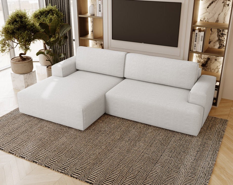 Designer Sofa Siena Bouclé mit Schlaffunktion und Stauraum