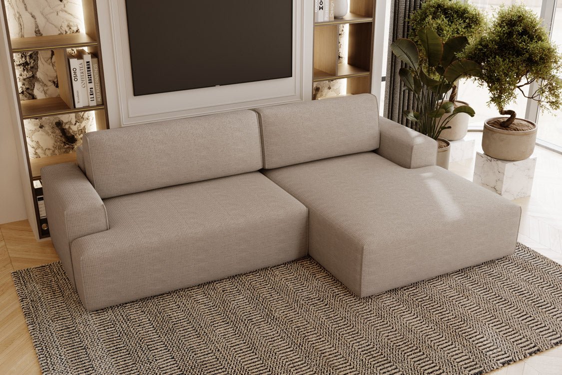 Designer Sofa Siena Bouclé mit Schlaffunktion und Stauraum