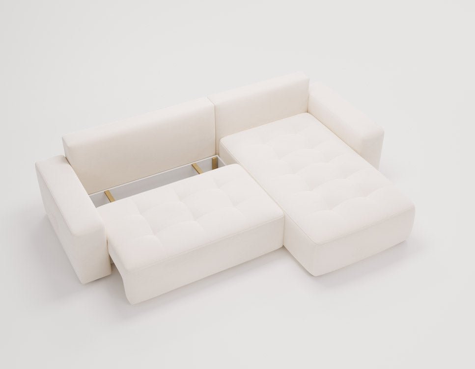 Designer Sofa Nordic Samt mit Schlaffunktion und Stauraum