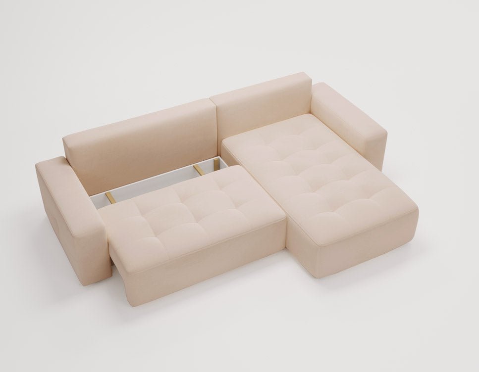 Designer Sofa Nordic Samt mit Schlaffunktion und Stauraum