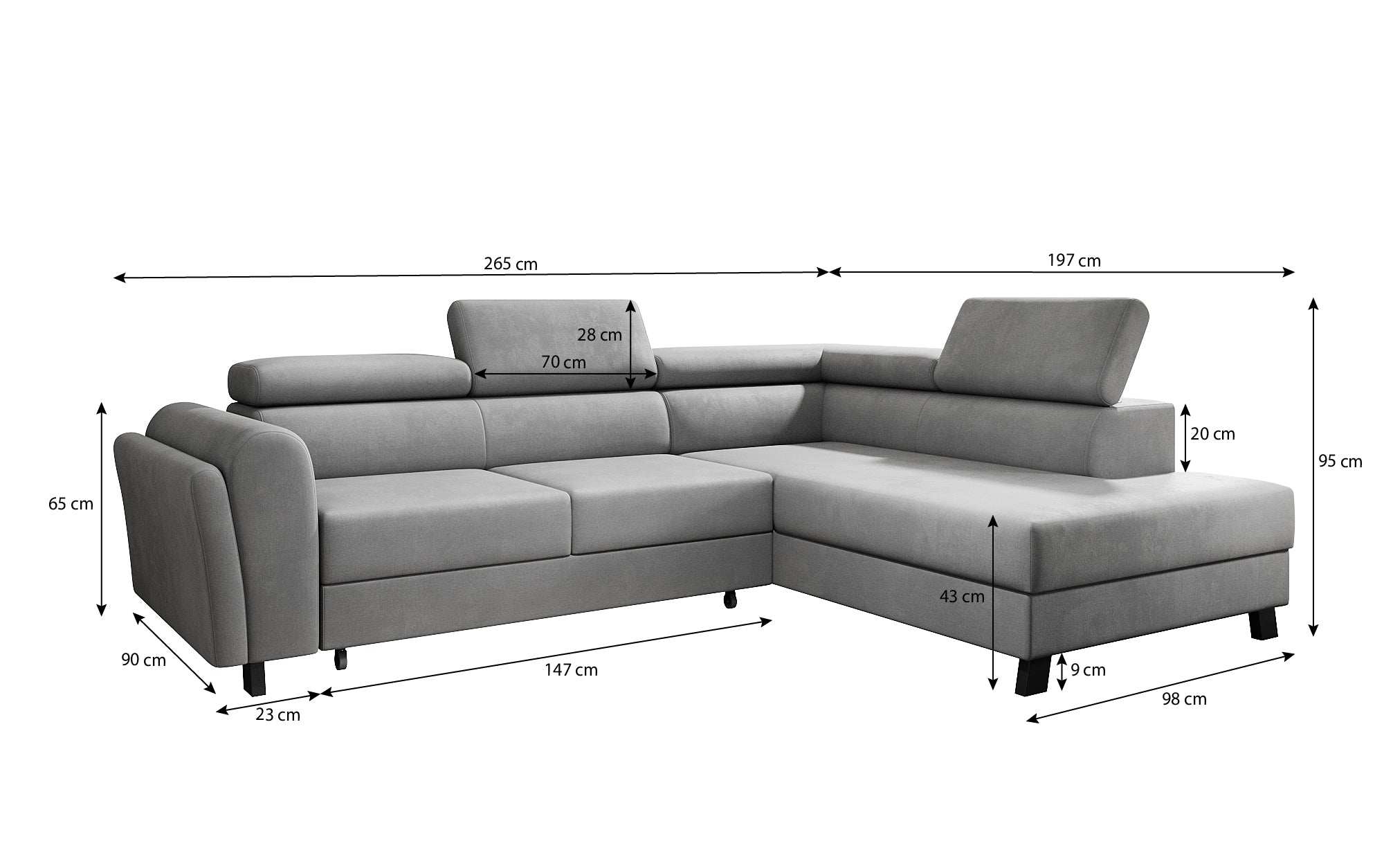Designer Sofa Kira mit Schlaf- und Klappfunktion