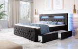 Boxspringbett Sunshine mit indirekter Beleuchtung, USB und Stauraum - Luxusbetten24