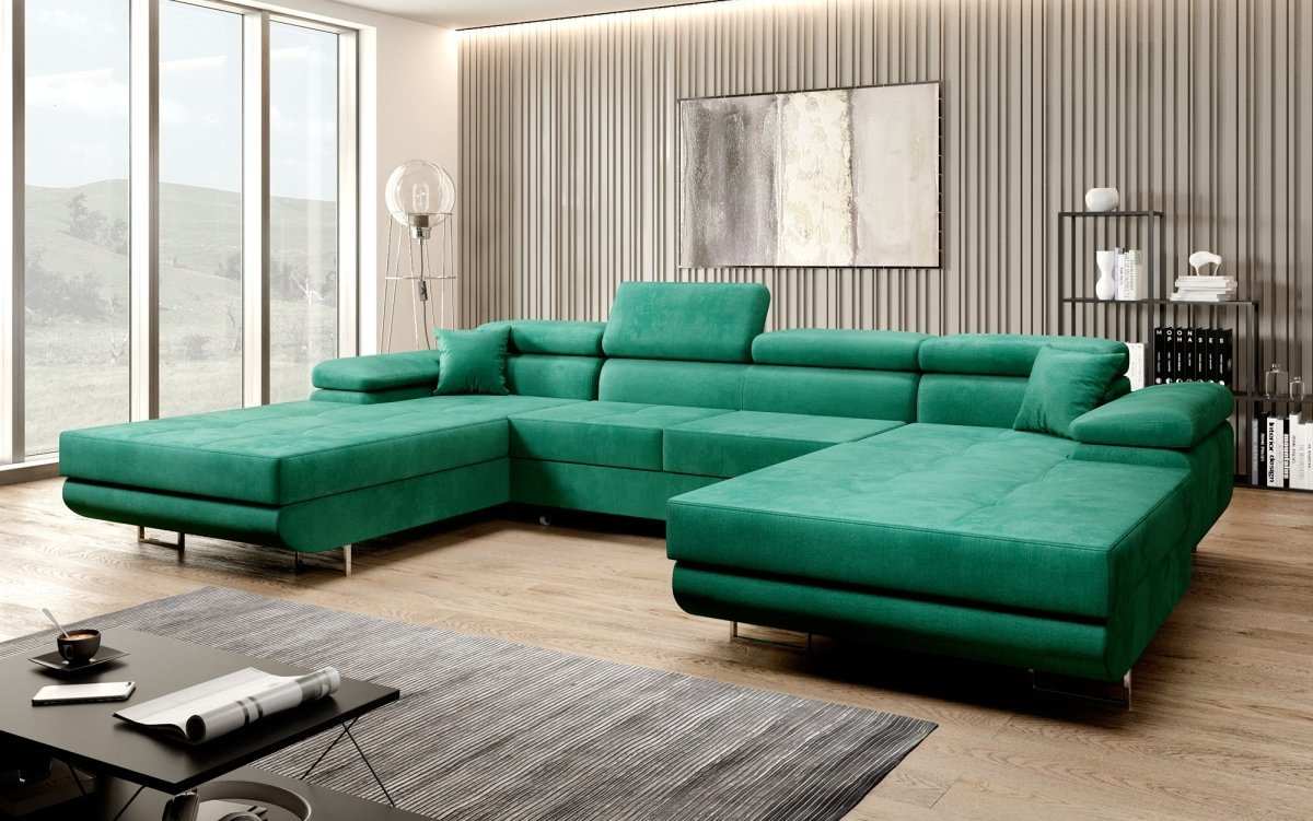 Designer Sofa Calvera U mit mit Schlaf- und Klappfunktion - Luxusbetten24