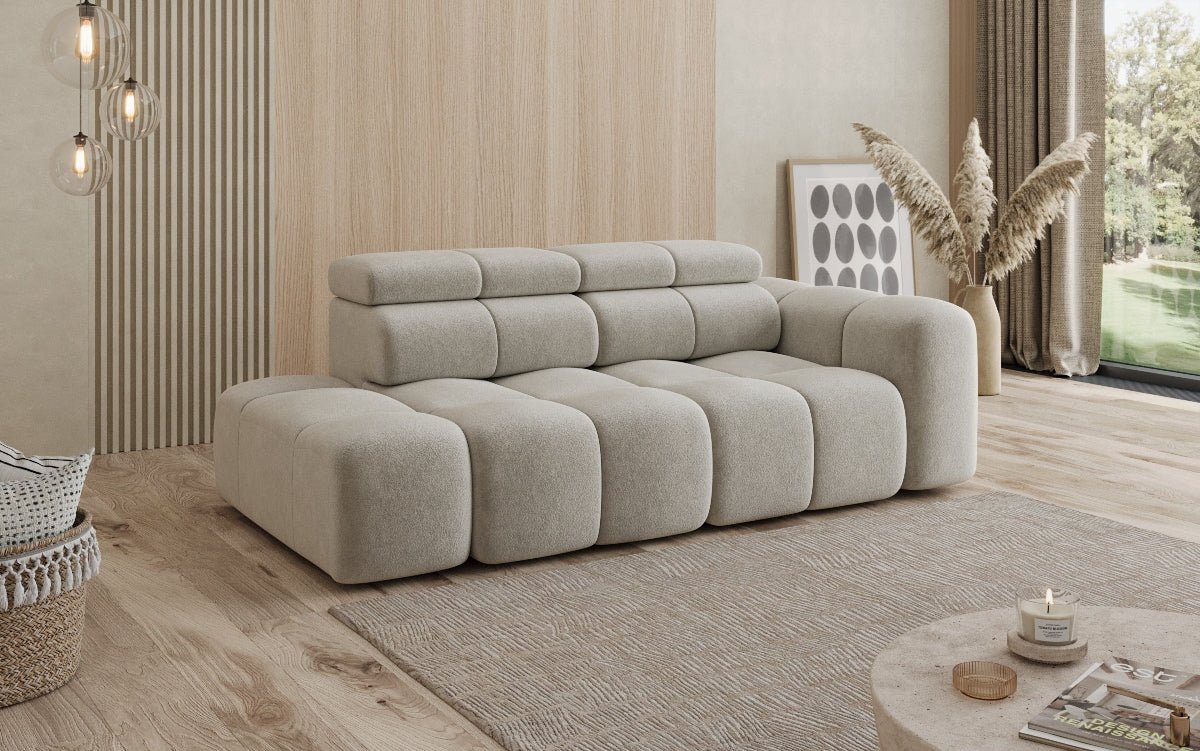 Canapé design 3 places avec chaise longue Mia en Chenille