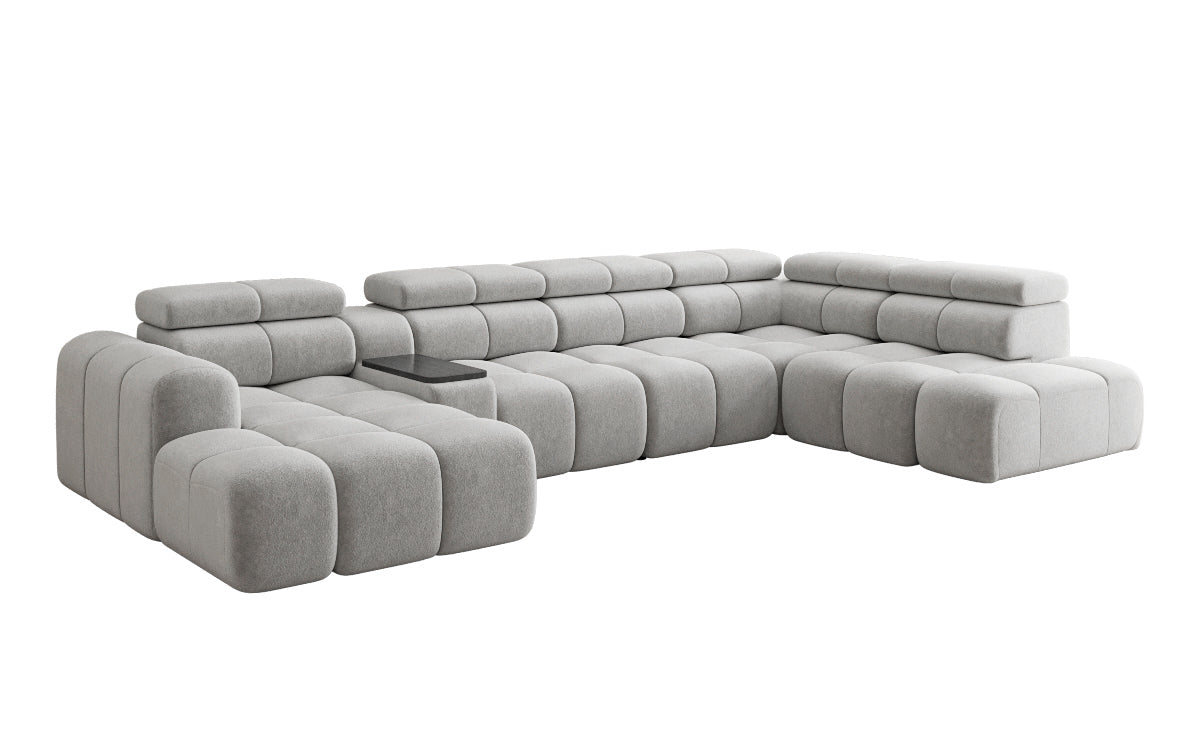 Designersofa woonlandschap Mia met elektrische zitverlenging in Chenille