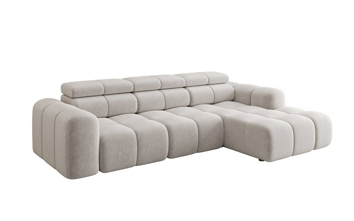 Designersofa Mia L met elektrische zitverlenging in Chenille