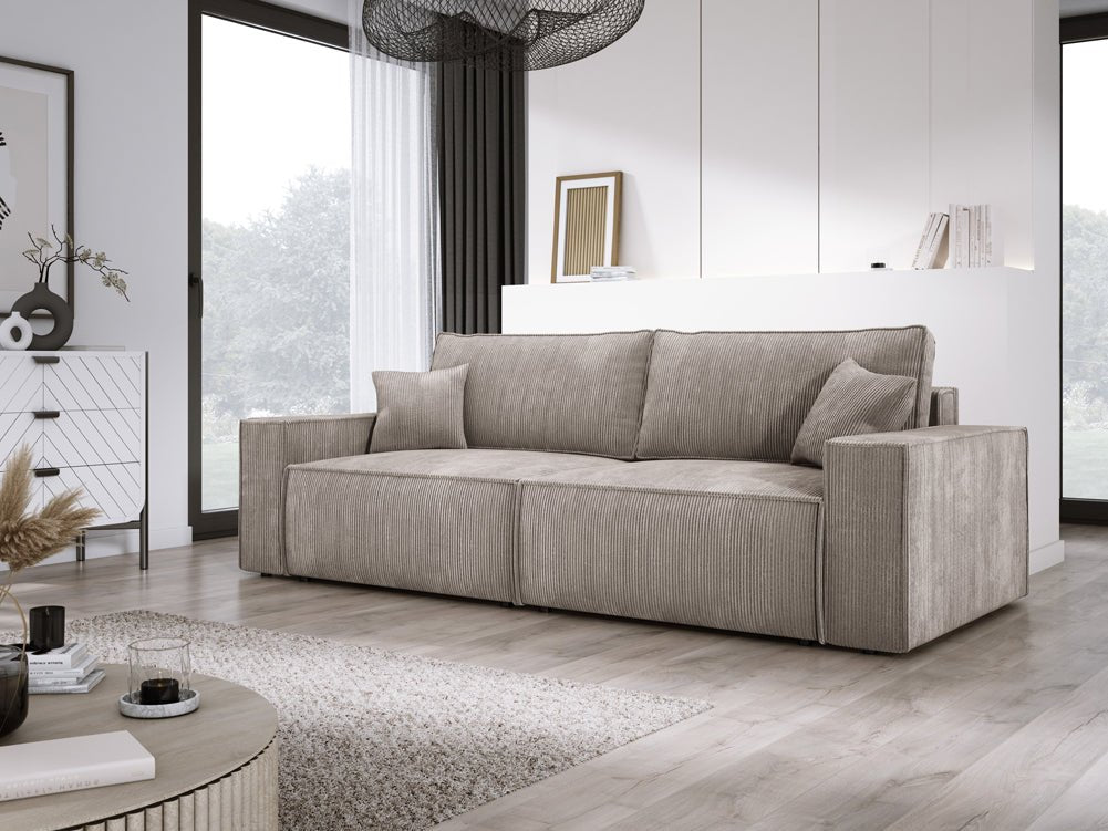 Canapé designer Velanova 3 places Côtelé avec fonction couchage et rabattable