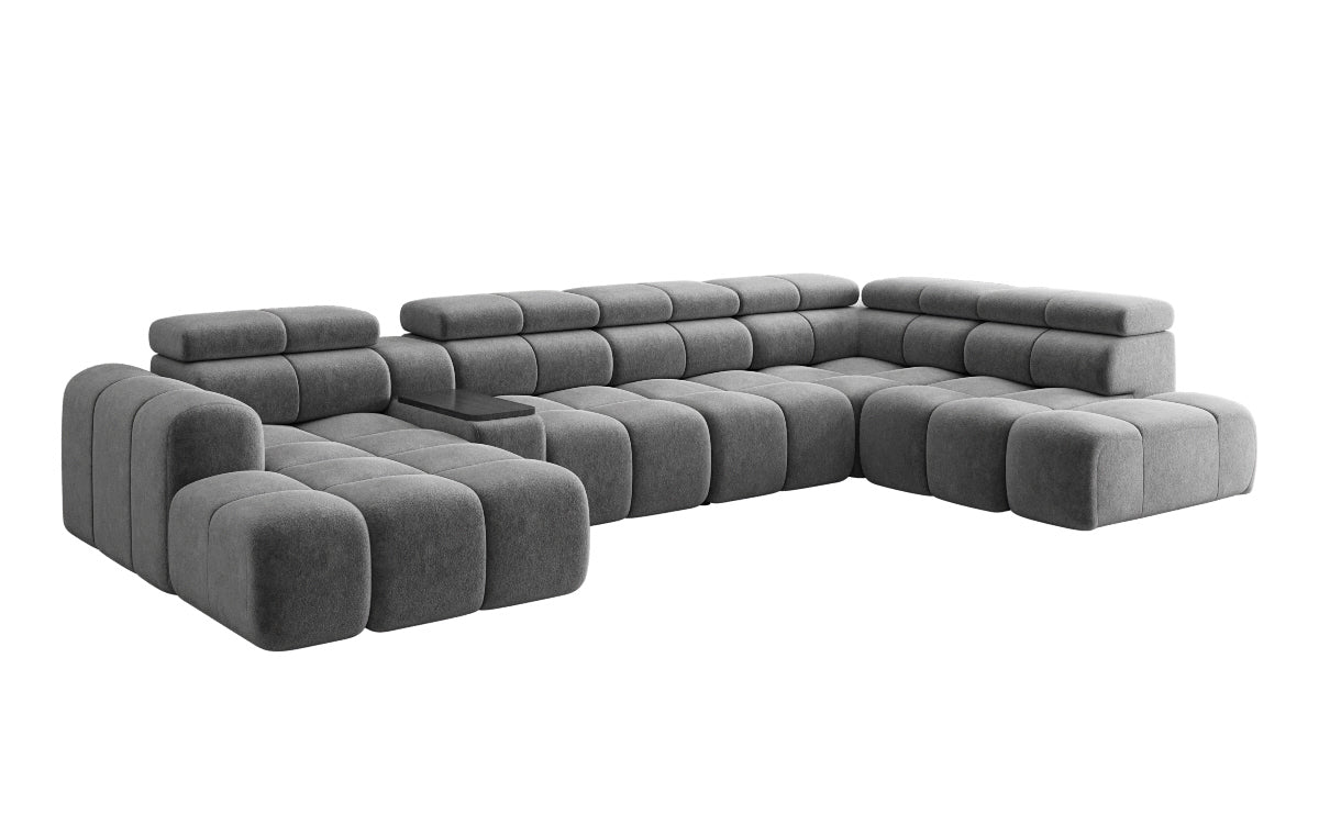 Designersofa woonlandschap Mia met elektrische zitverlenging in Chenille