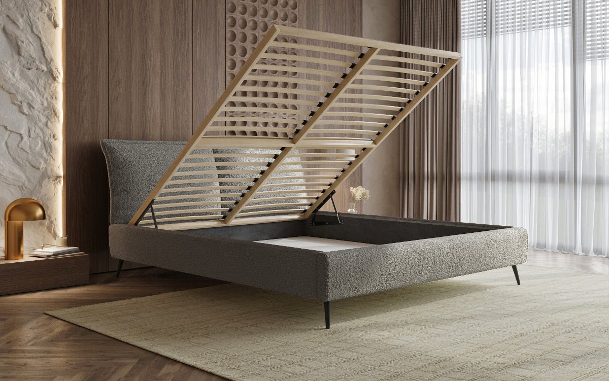 Designer Upholstered Bed Zoe Bouclé with Storage
