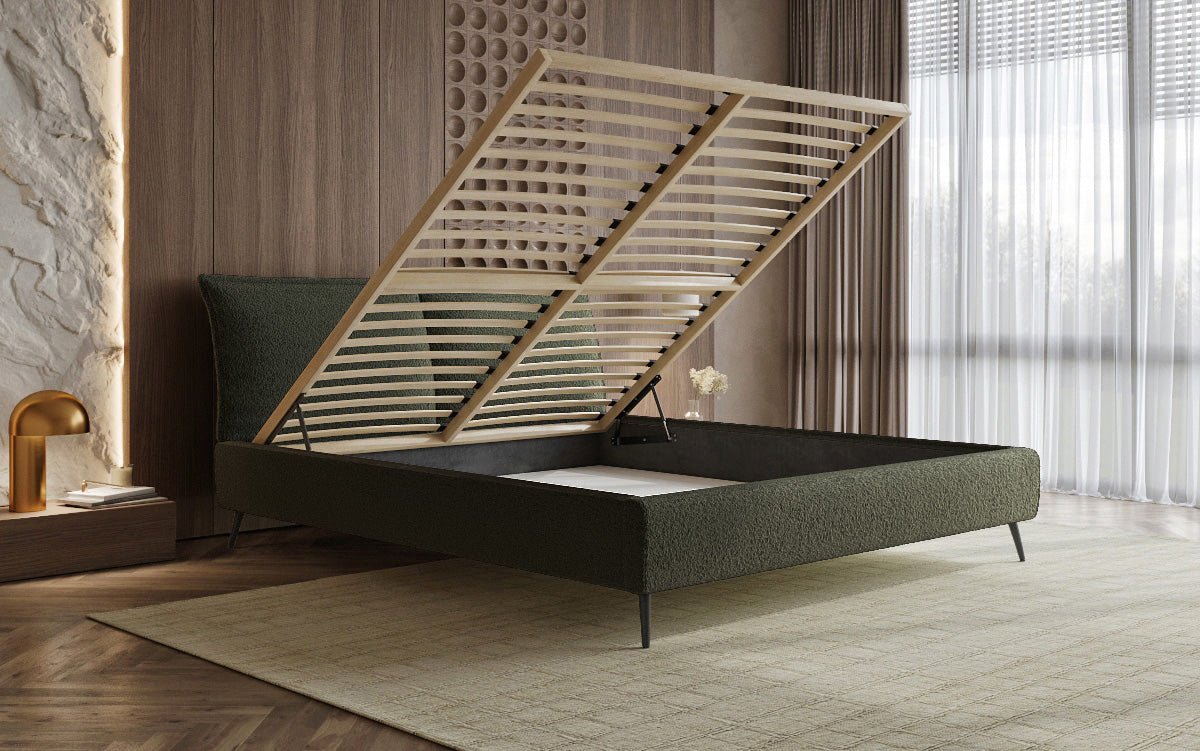 Designer Upholstered Bed Zoe Bouclé with Storage