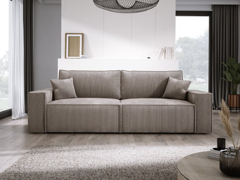 Canapé designer Velanova 3 places Côtelé avec fonction couchage et rabattable