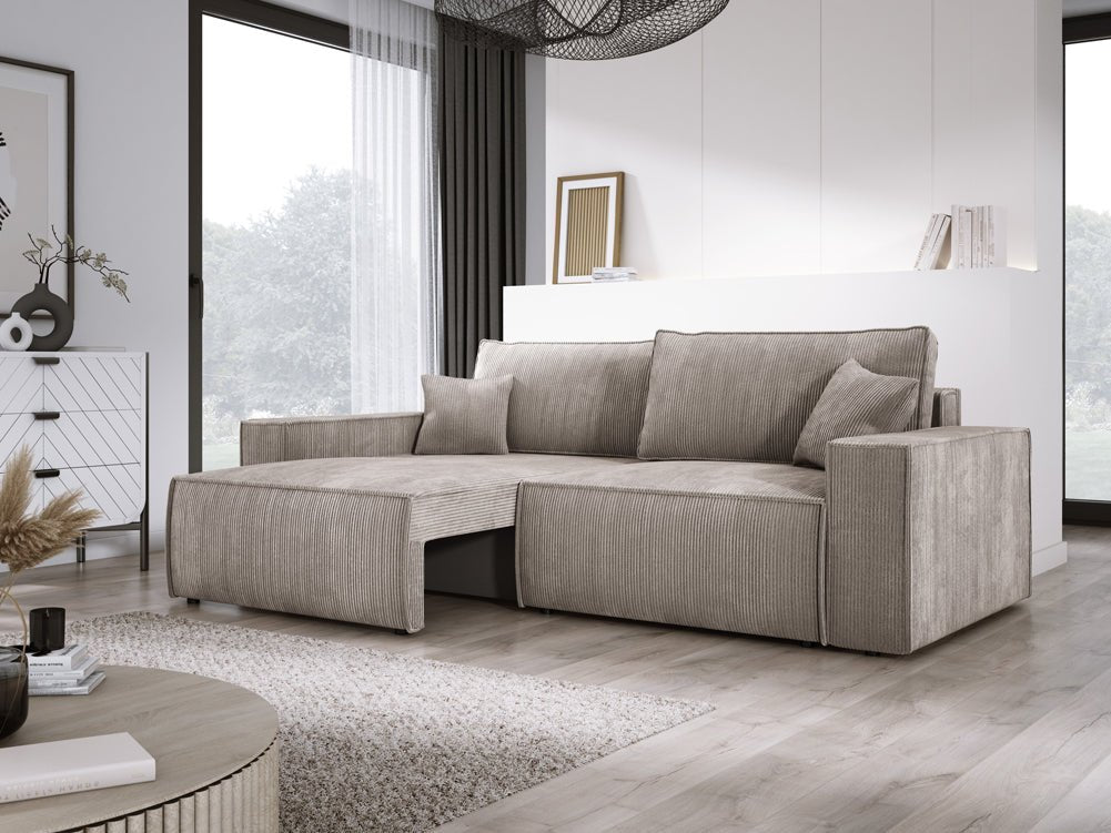 Canapé designer Velanova 3 places Côtelé avec fonction couchage et rabattable