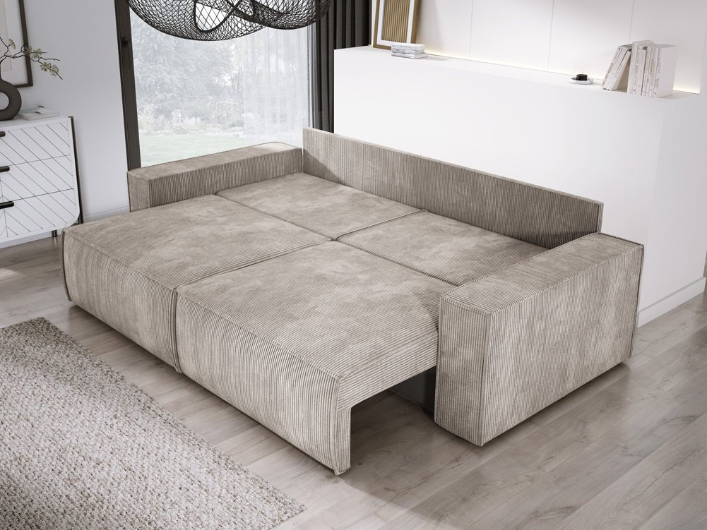 Canapé designer Velanova 3 places Côtelé avec fonction couchage et rabattable