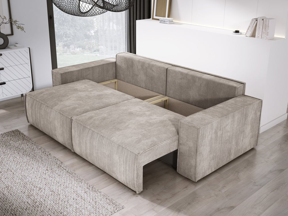 Canapé designer Velanova 3 places Côtelé avec fonction couchage et rabattable