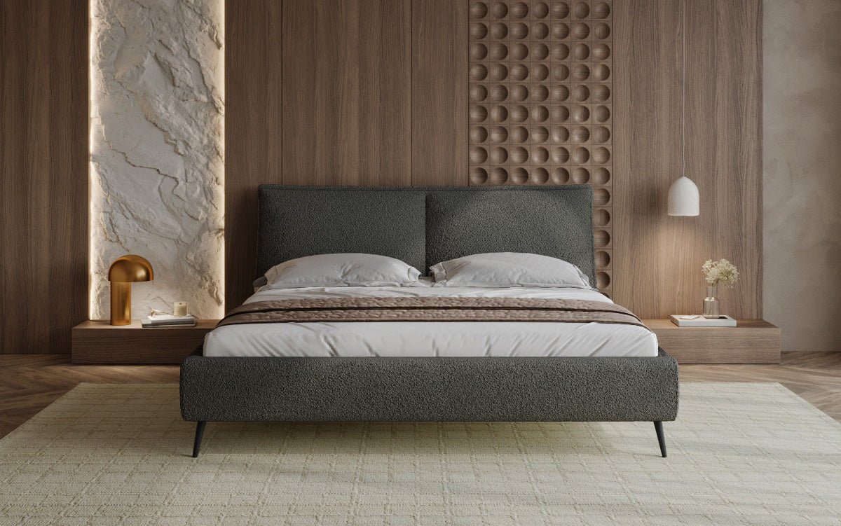 Designer Upholstered Bed Zoe Bouclé with Storage
