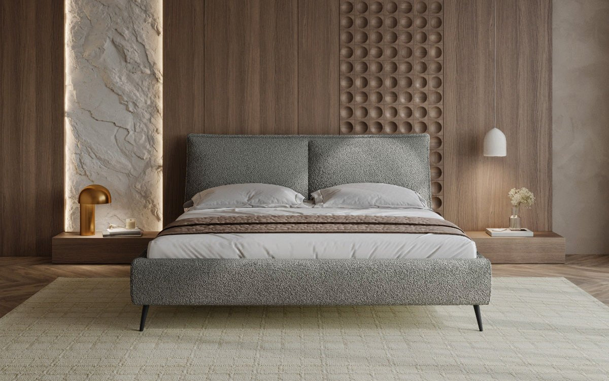 Designer Upholstered Bed Zoe Bouclé with Storage