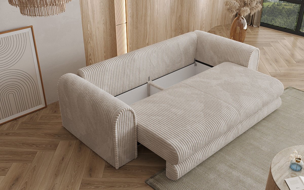 Designbank Lil Buddy 3-zits met slaapfunctie en opbergruimte in breedcorduroy