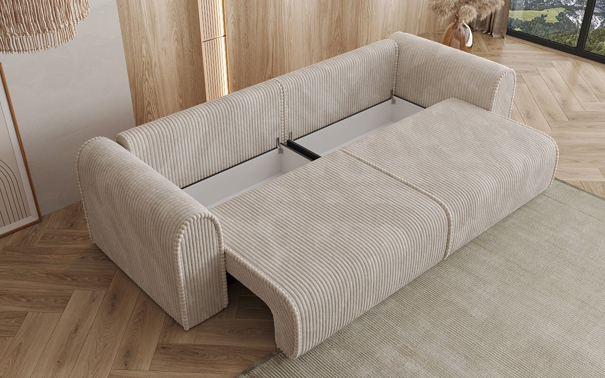 Designer Sofa Big Buddy 3 Sitzer mit Schlaffunktion und Stauraum in Breitcord