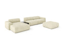 Designer Ecksofa Calm mit Beistellhocker und Beistelltisch in Bouclé