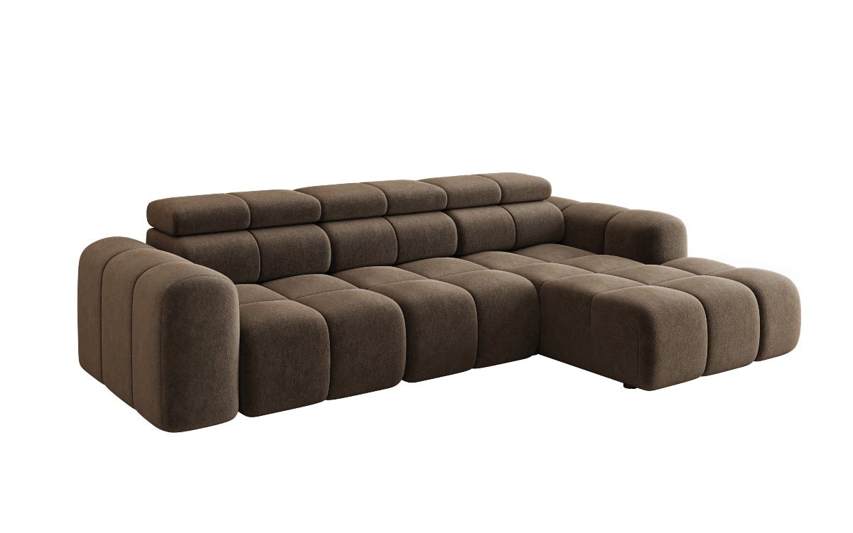 Designersofa Mia L met elektrische zitverlenging in Chenille