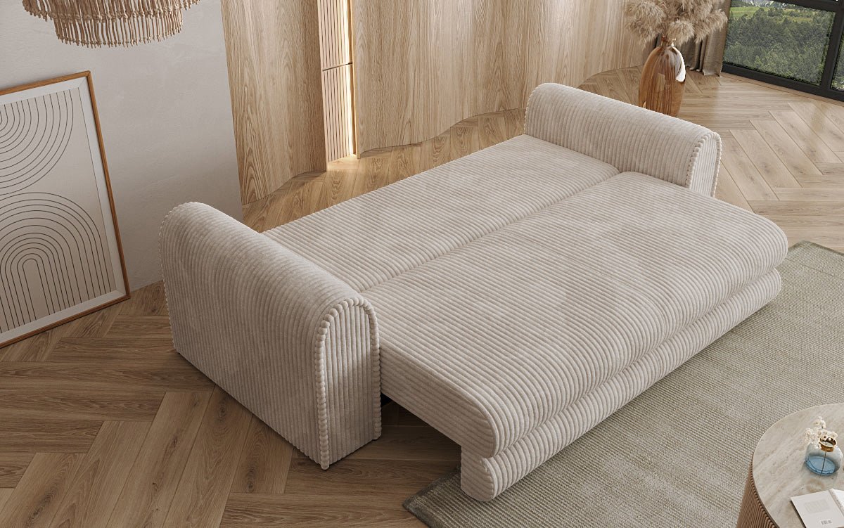 Designbank Lil Buddy 3-zits met slaapfunctie en opbergruimte in breedcorduroy